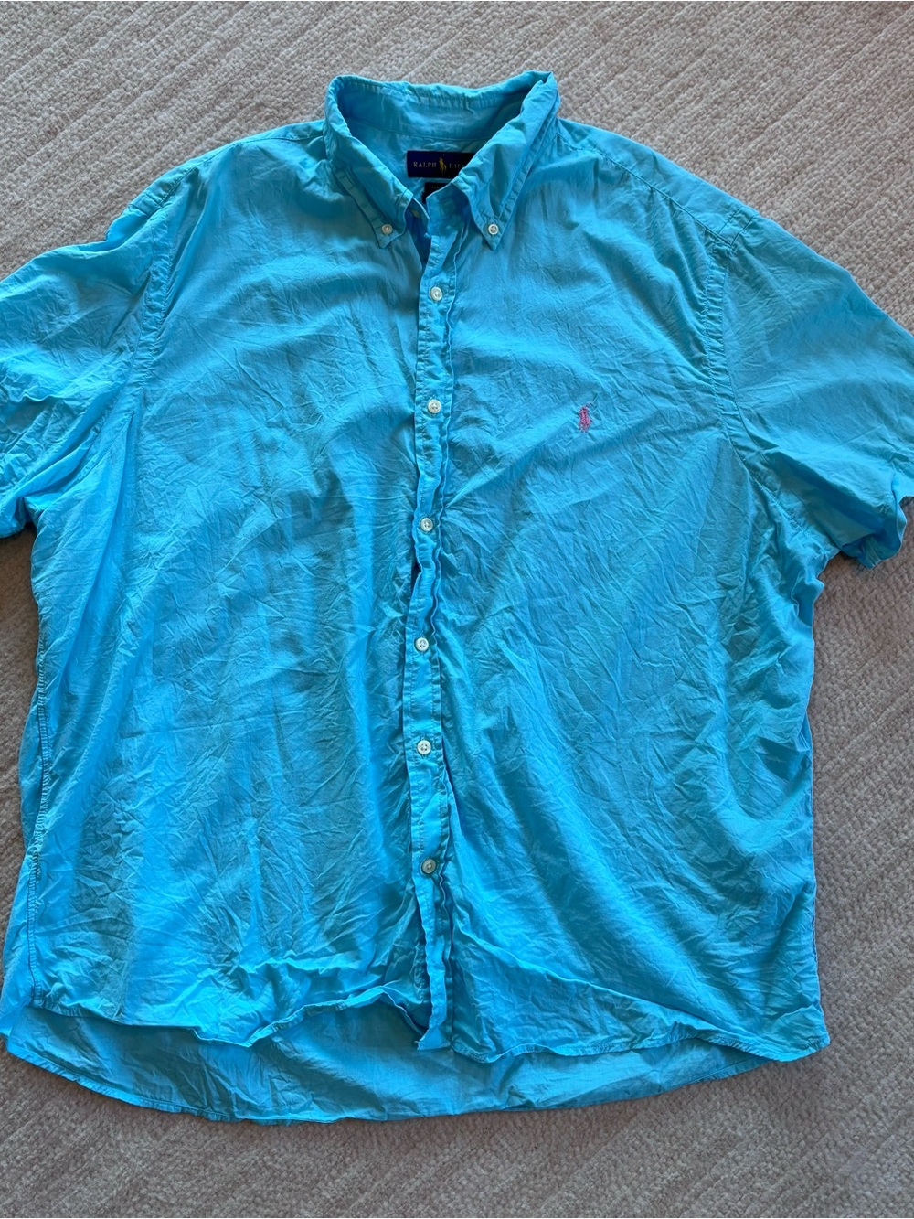 Ralph Lauren Classic Fit Untucked Men’s Blue Button-Up Oxford Shirt XXL